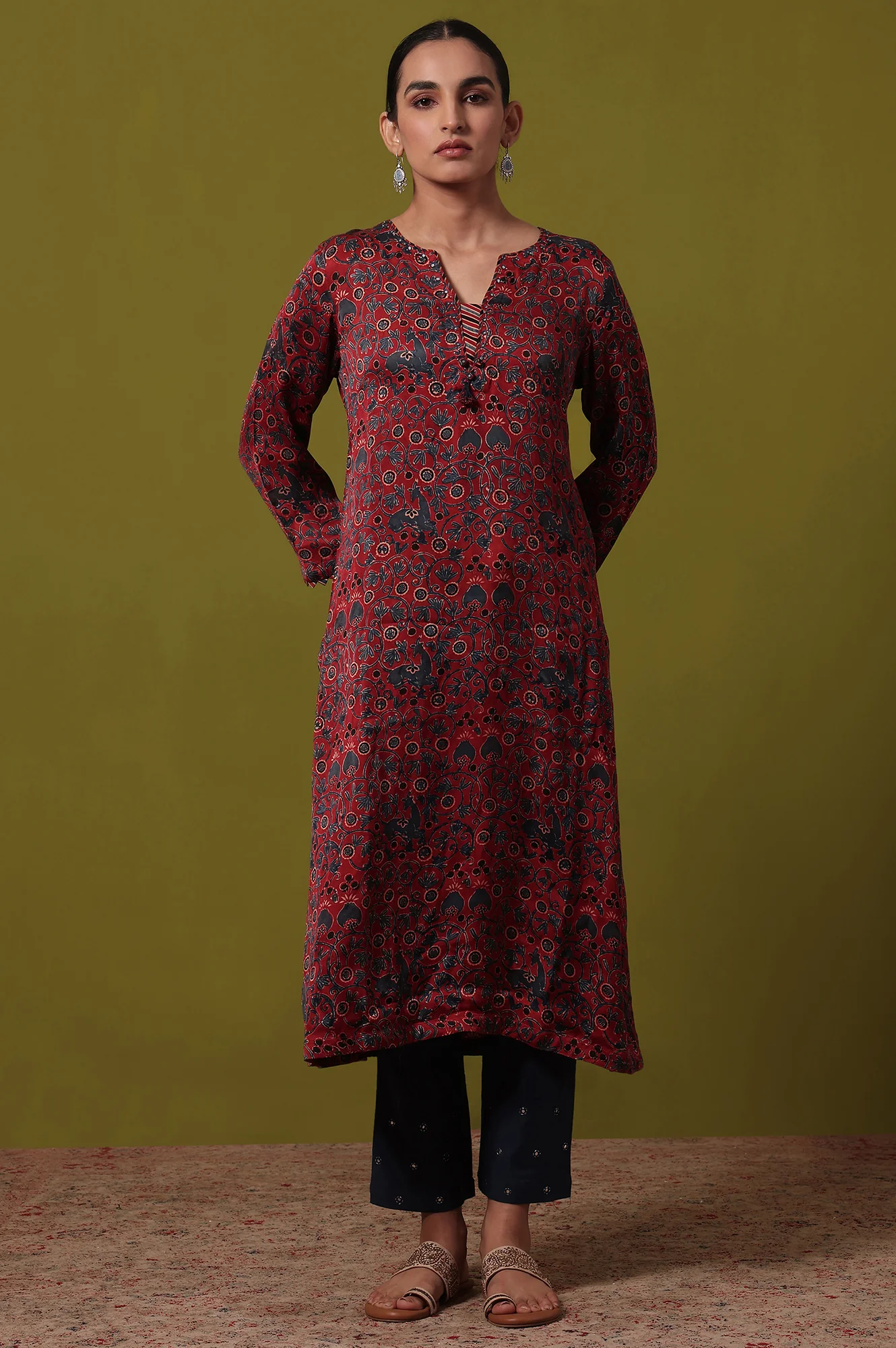 Printed A-line Viscose Kurta - Image 3