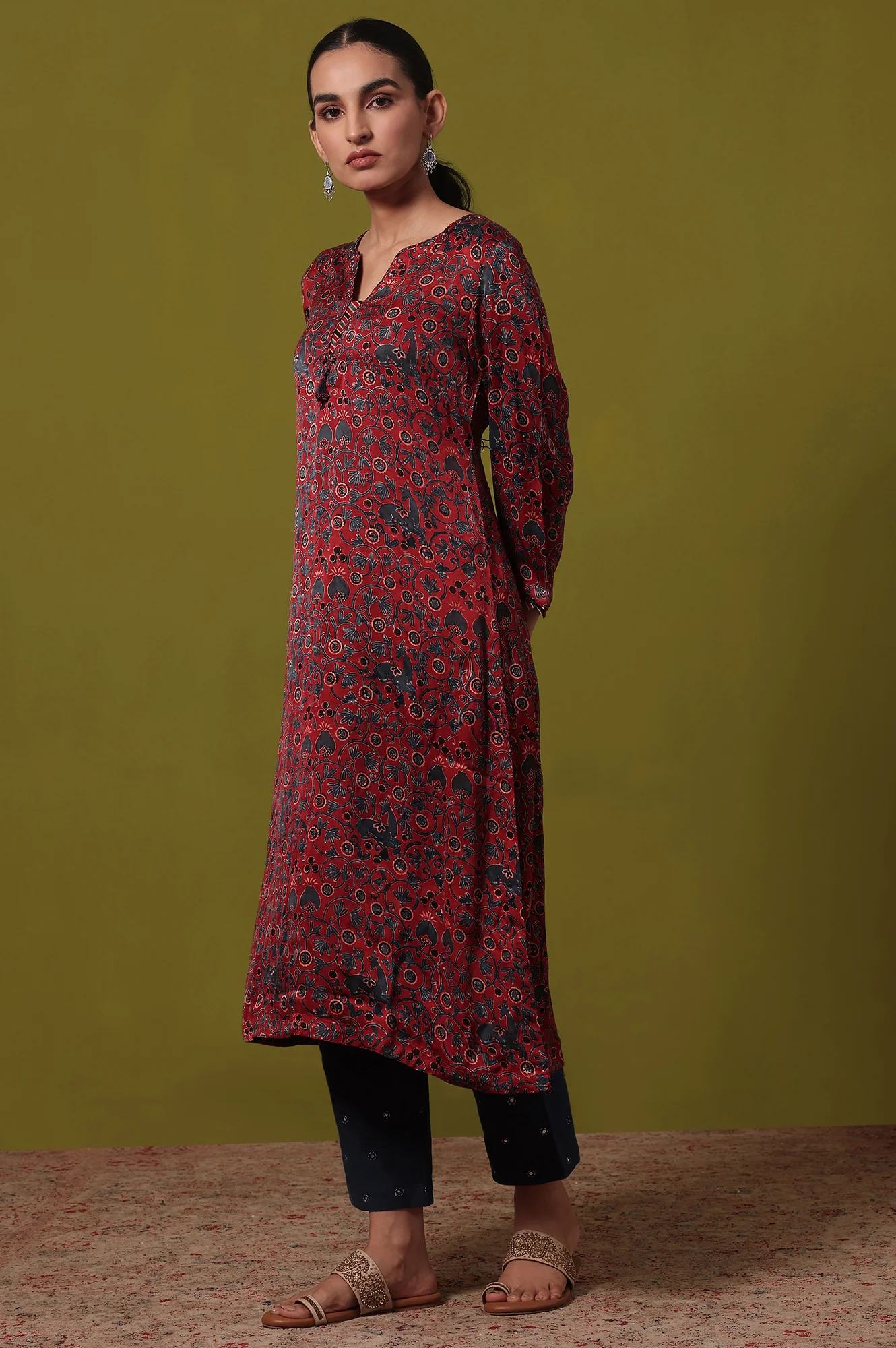 Printed A-line Viscose Kurta - Image 5