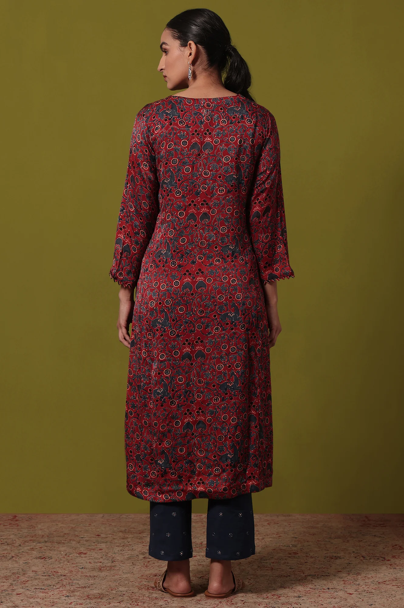 Printed A-line Viscose Kurta - Image 6