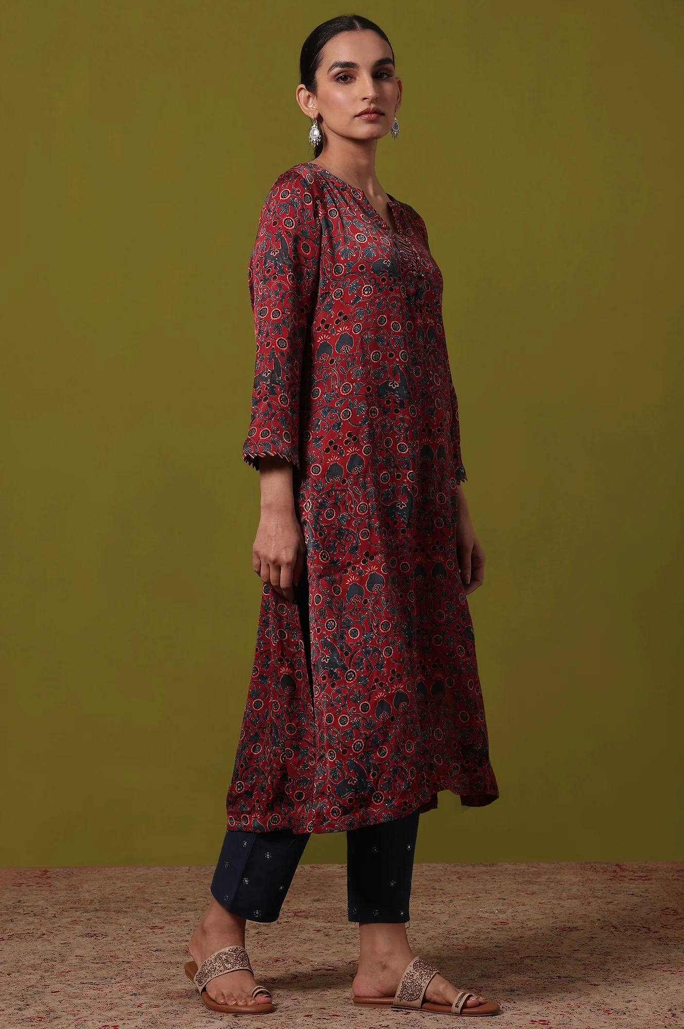 Printed A-line Viscose Kurta - Image 7