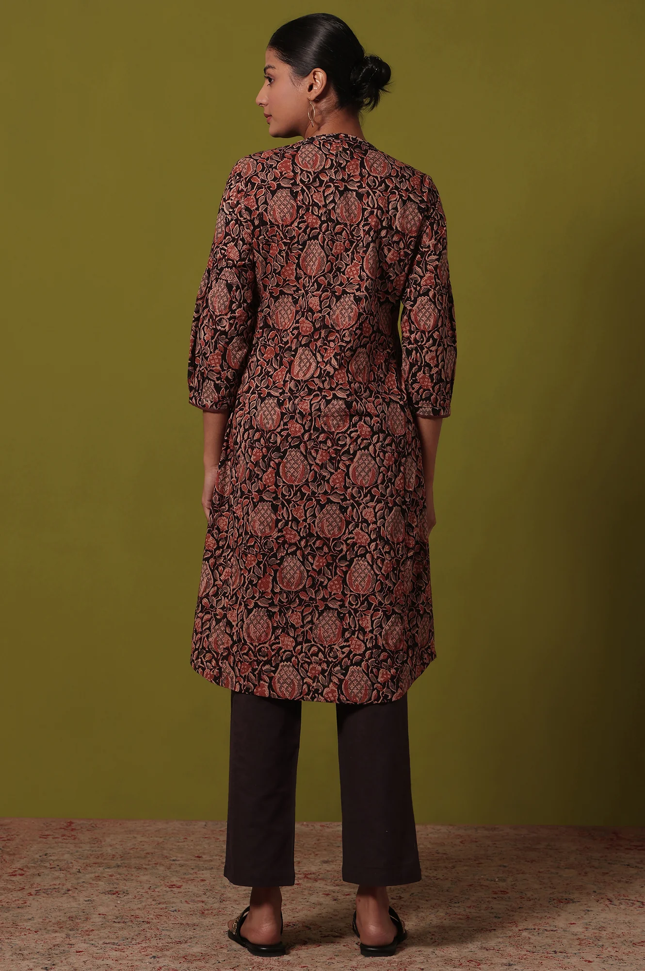 Brown Printed Straight Pure Cotton Kurta - Image 6