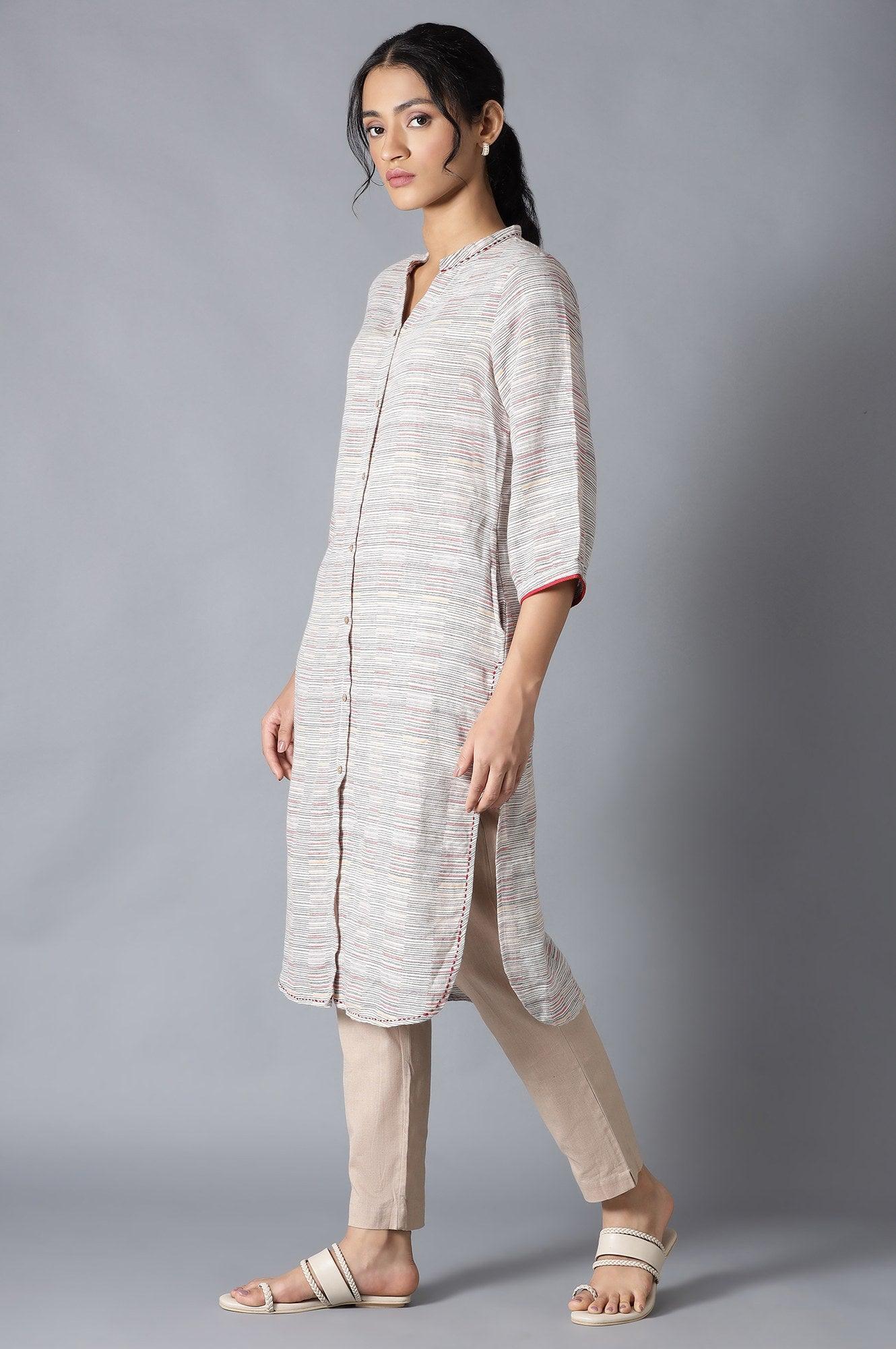 Pristine White Dobby Straight kurta - Image 3