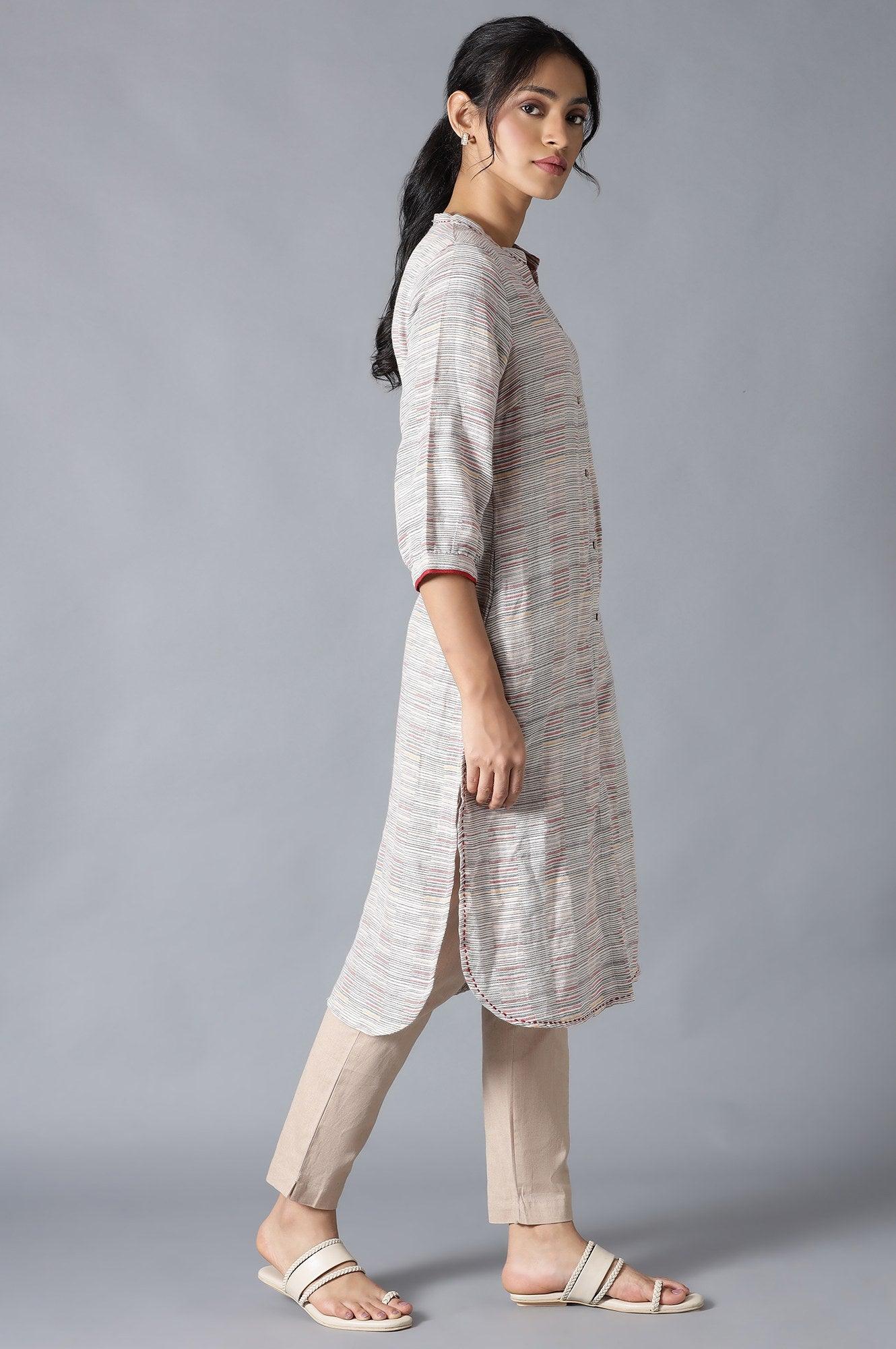 Pristine White Dobby Straight kurta - Image 4