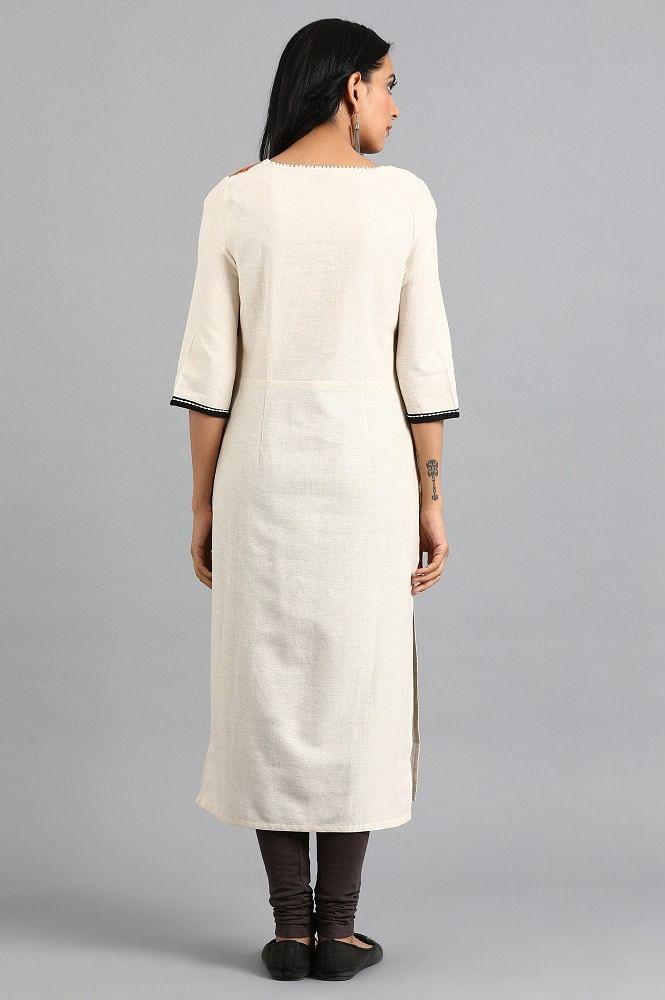 Beige Round Neck Printed kurta - Image 5