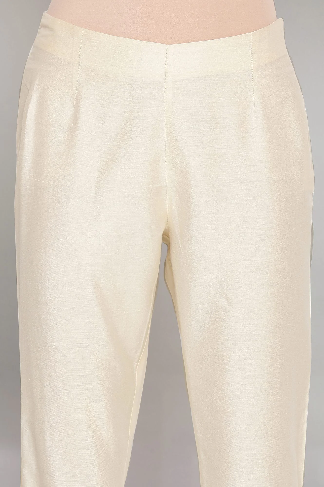 Beige Solid Slim Pants - Image 6
