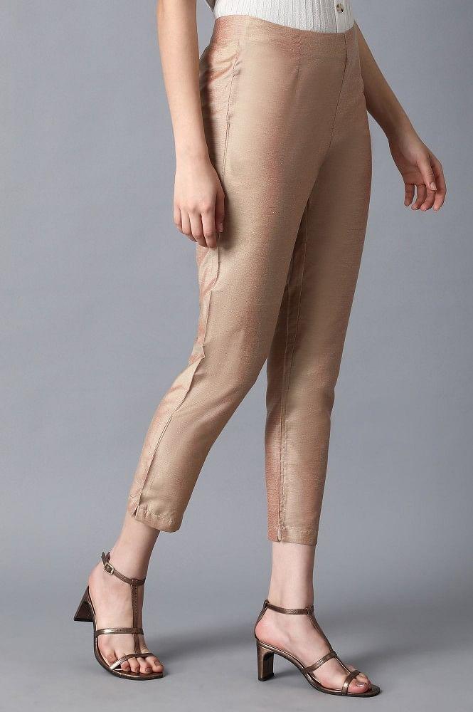 Beige Solid Trousers - Image 4