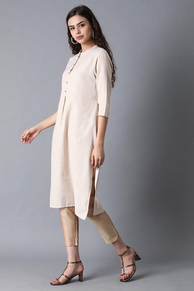 Beige Solid Trousers - Image 5