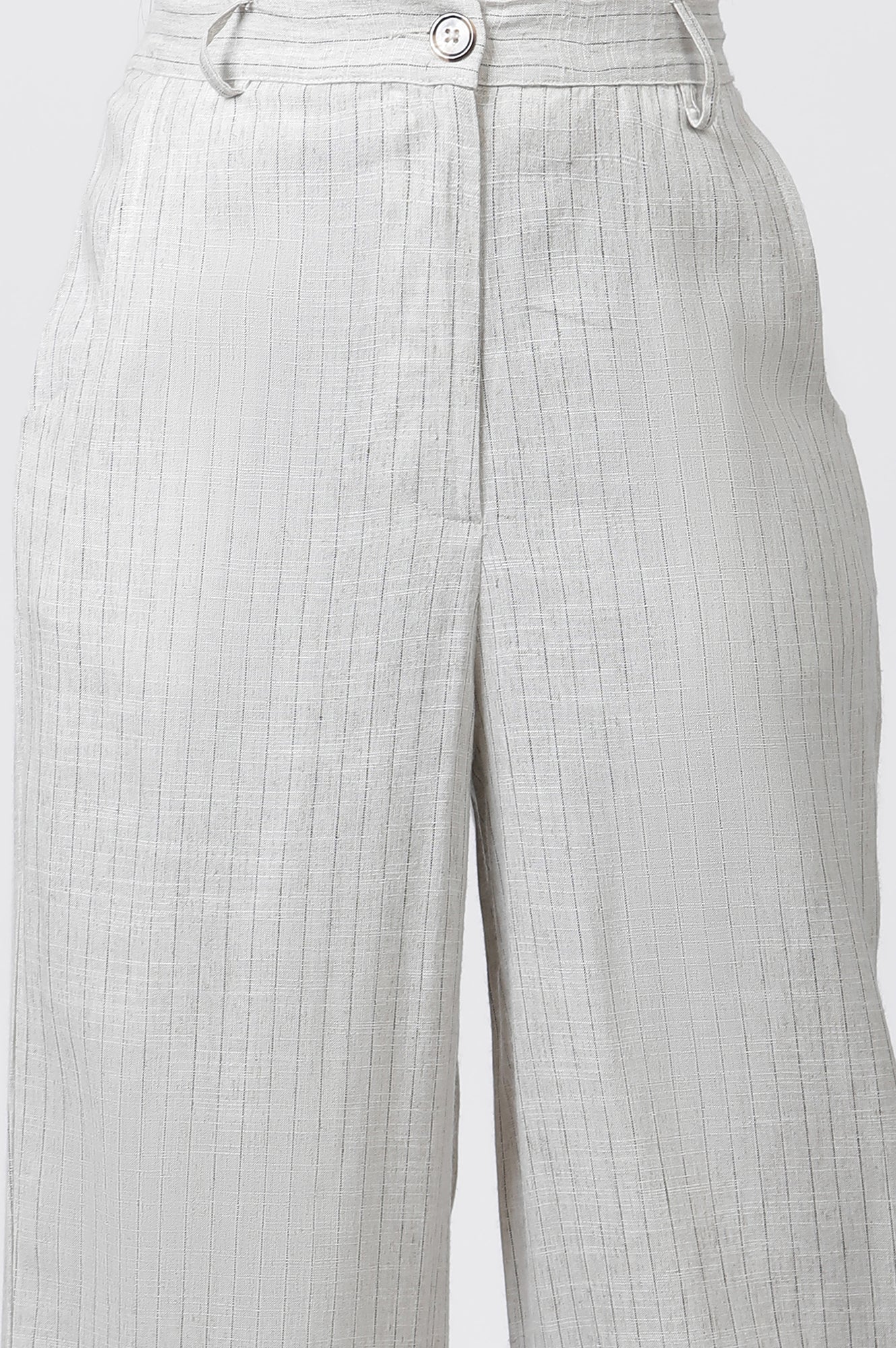 Beige Striped Office Look Straight Trouser - Image 6