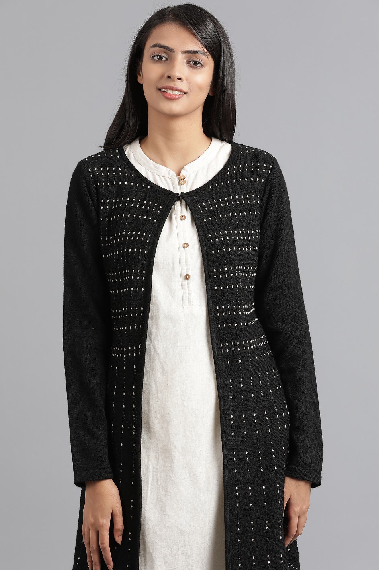 Black Flared Cardigan - Image 6