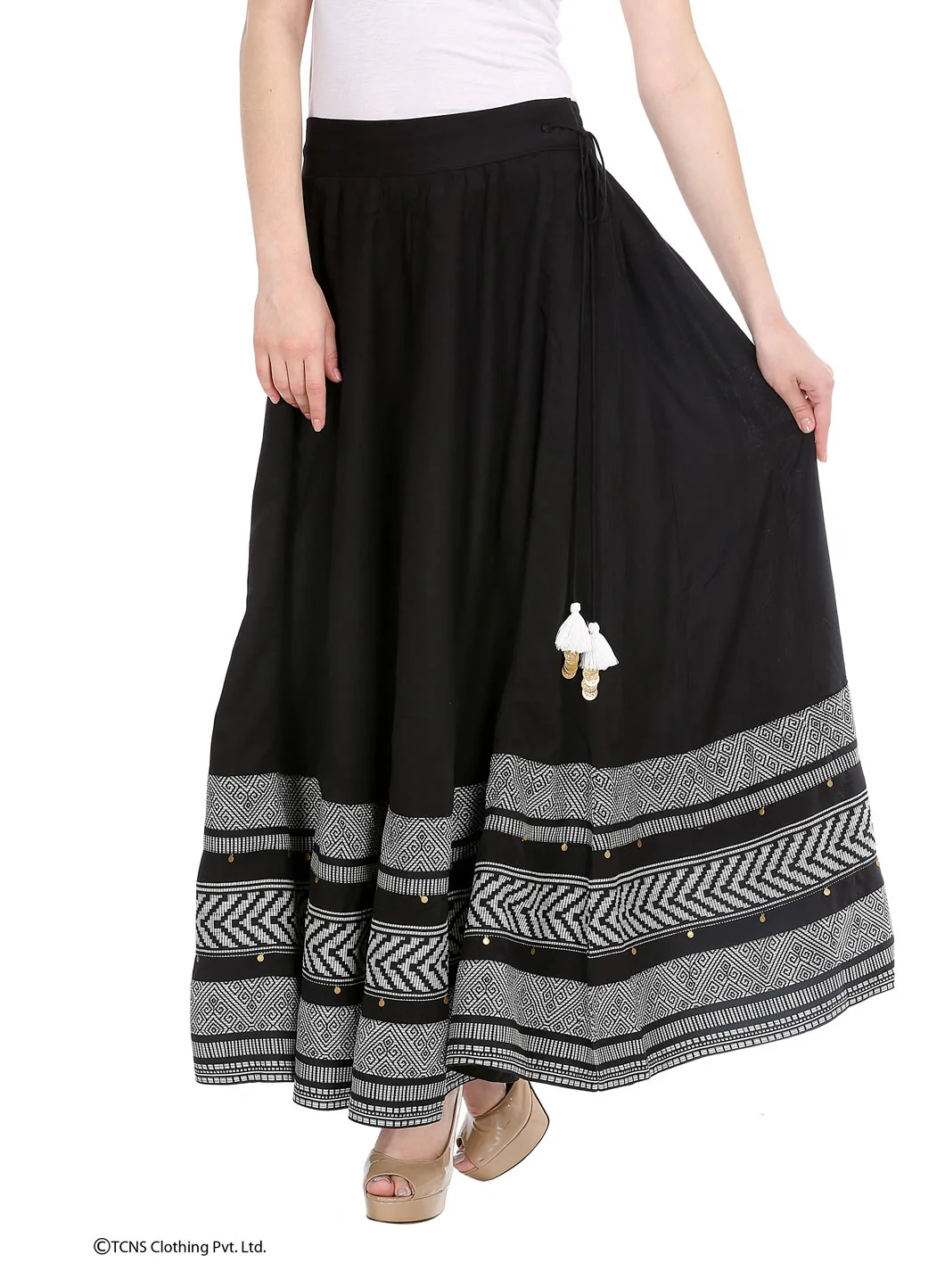 Black Printed Skirt