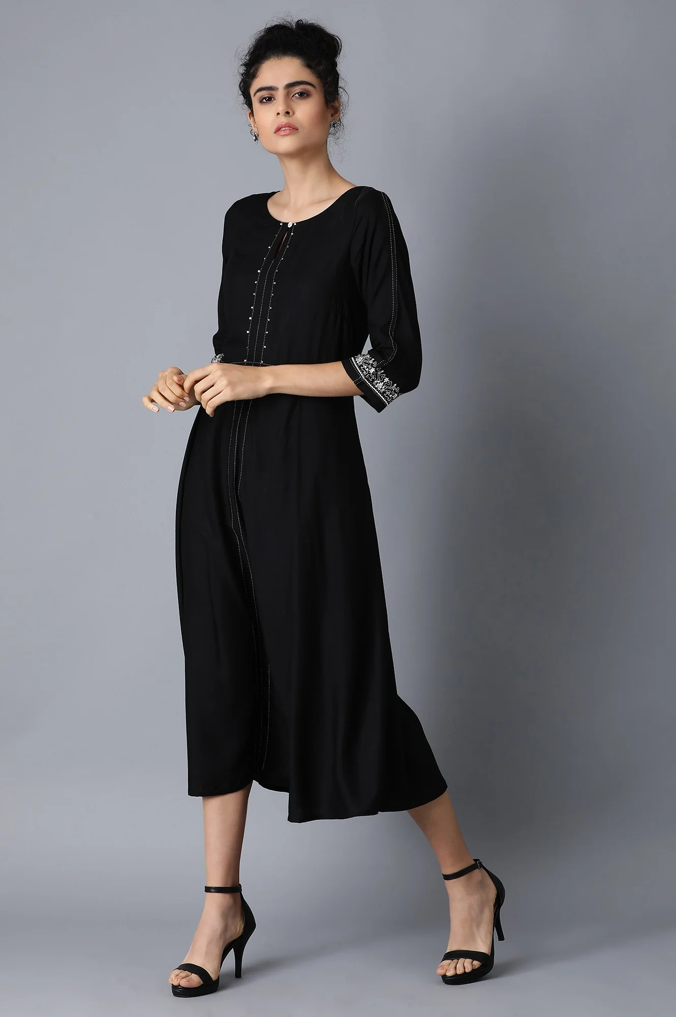 Black Round Neck kurta - Image 3