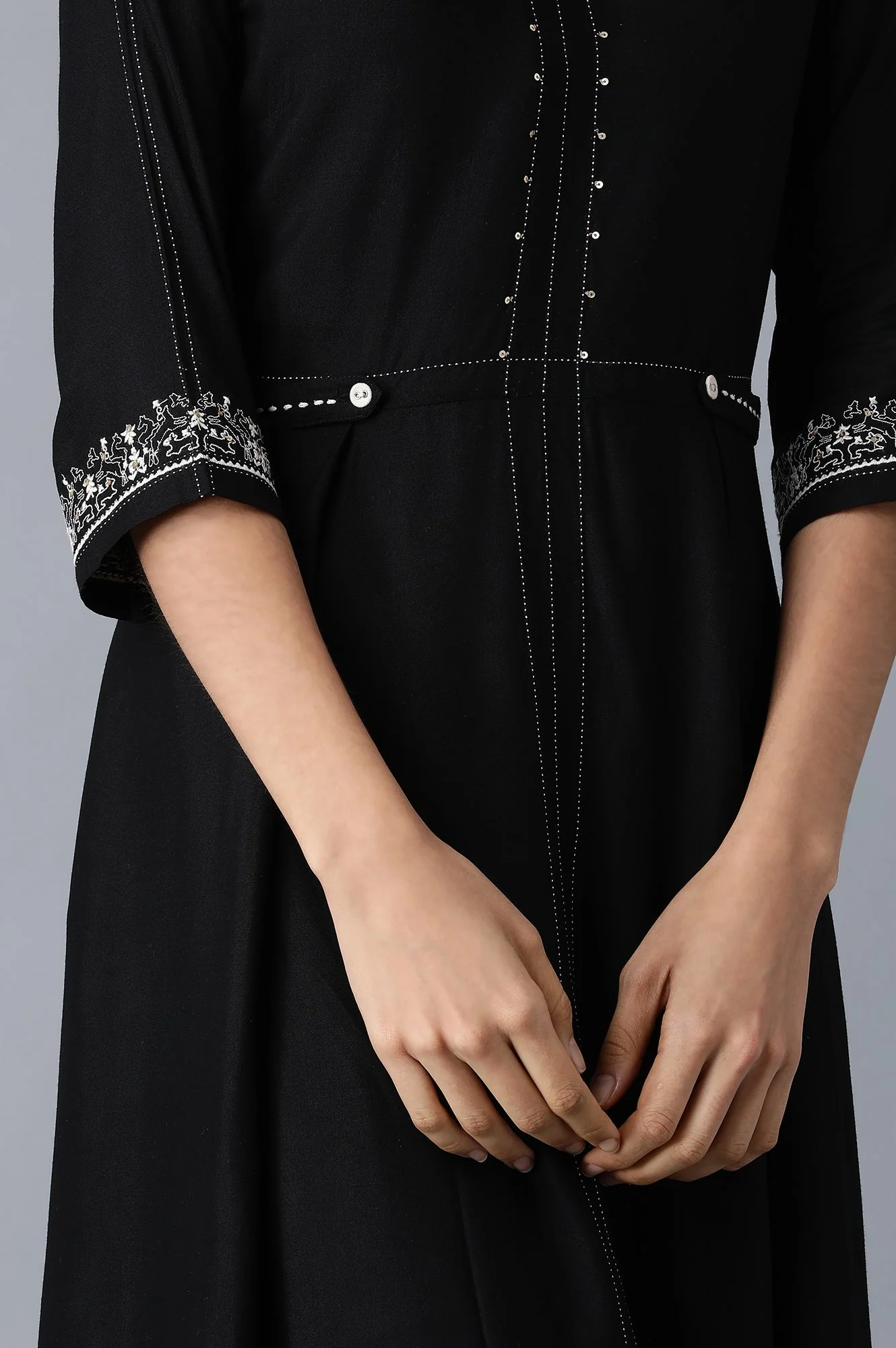 Black Round Neck kurta - Image 7
