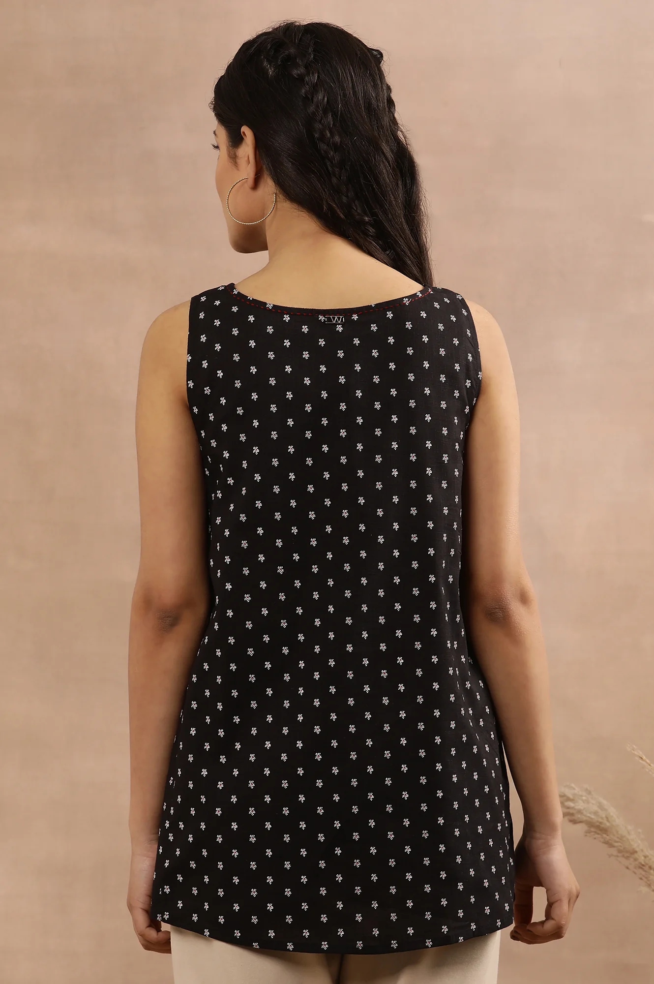 Black Sleeveless Top With Multi-Coloured Floral Print - Image 3