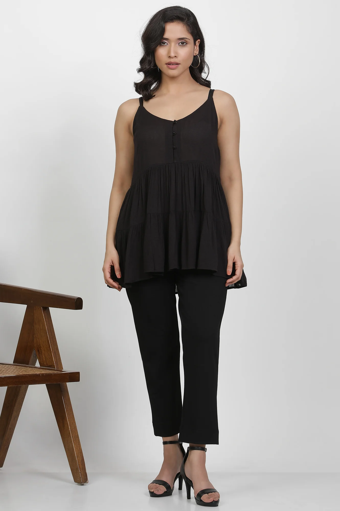Black Tiered Top And Jacket Set - Image 6