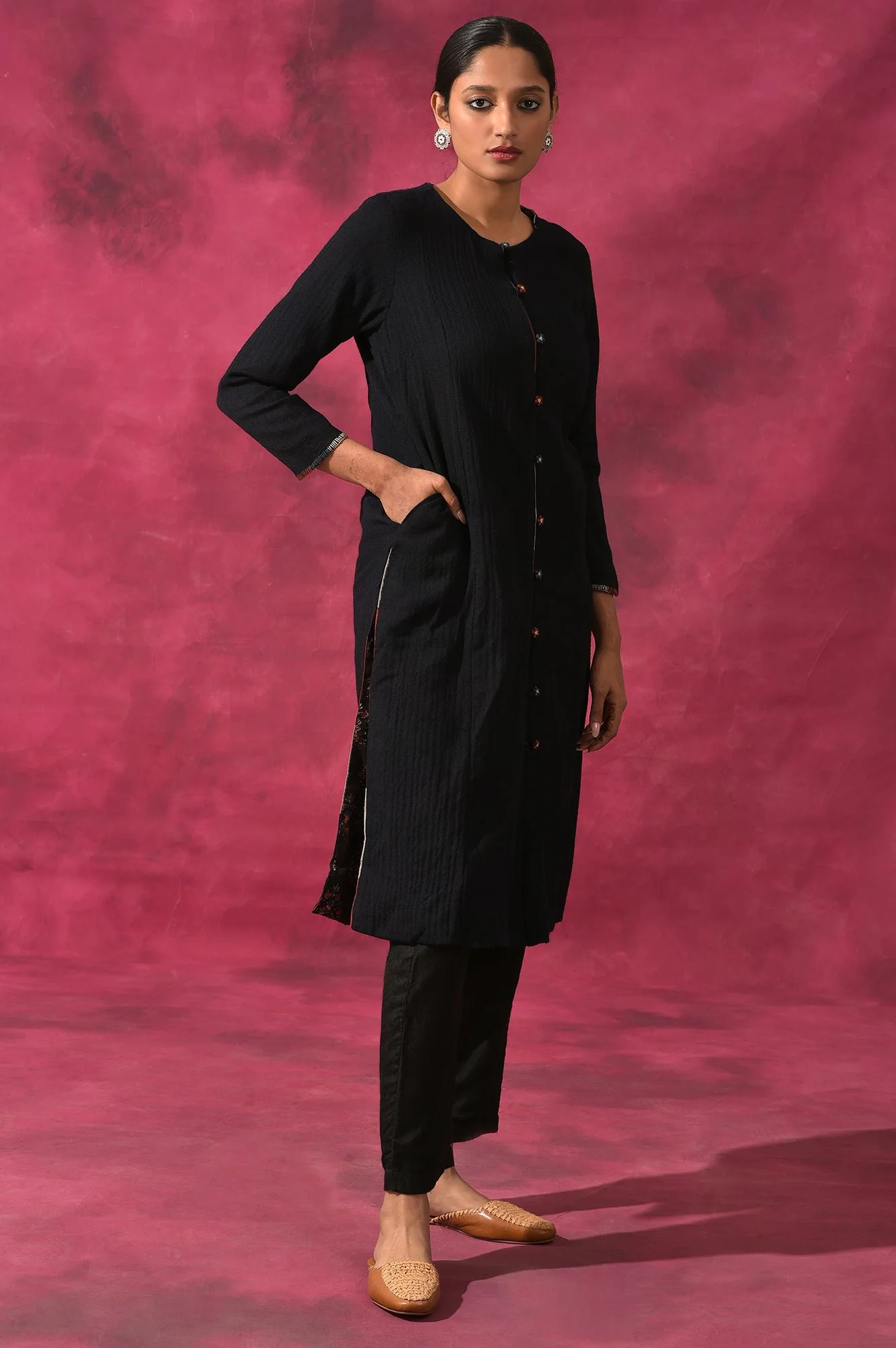 Black Woollen Reversible Jacket - Image 4