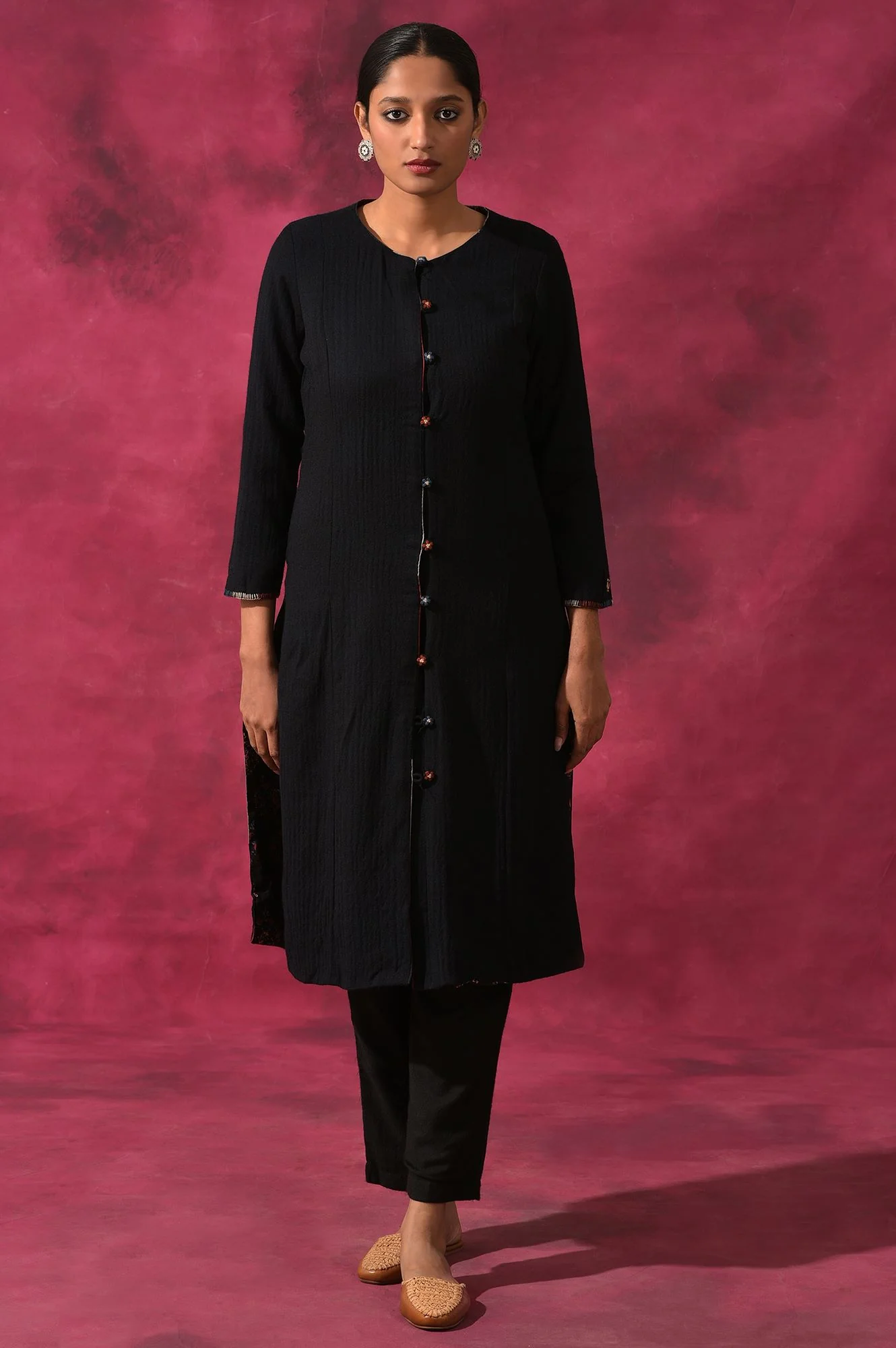 Black Woollen Reversible Jacket - Image 6