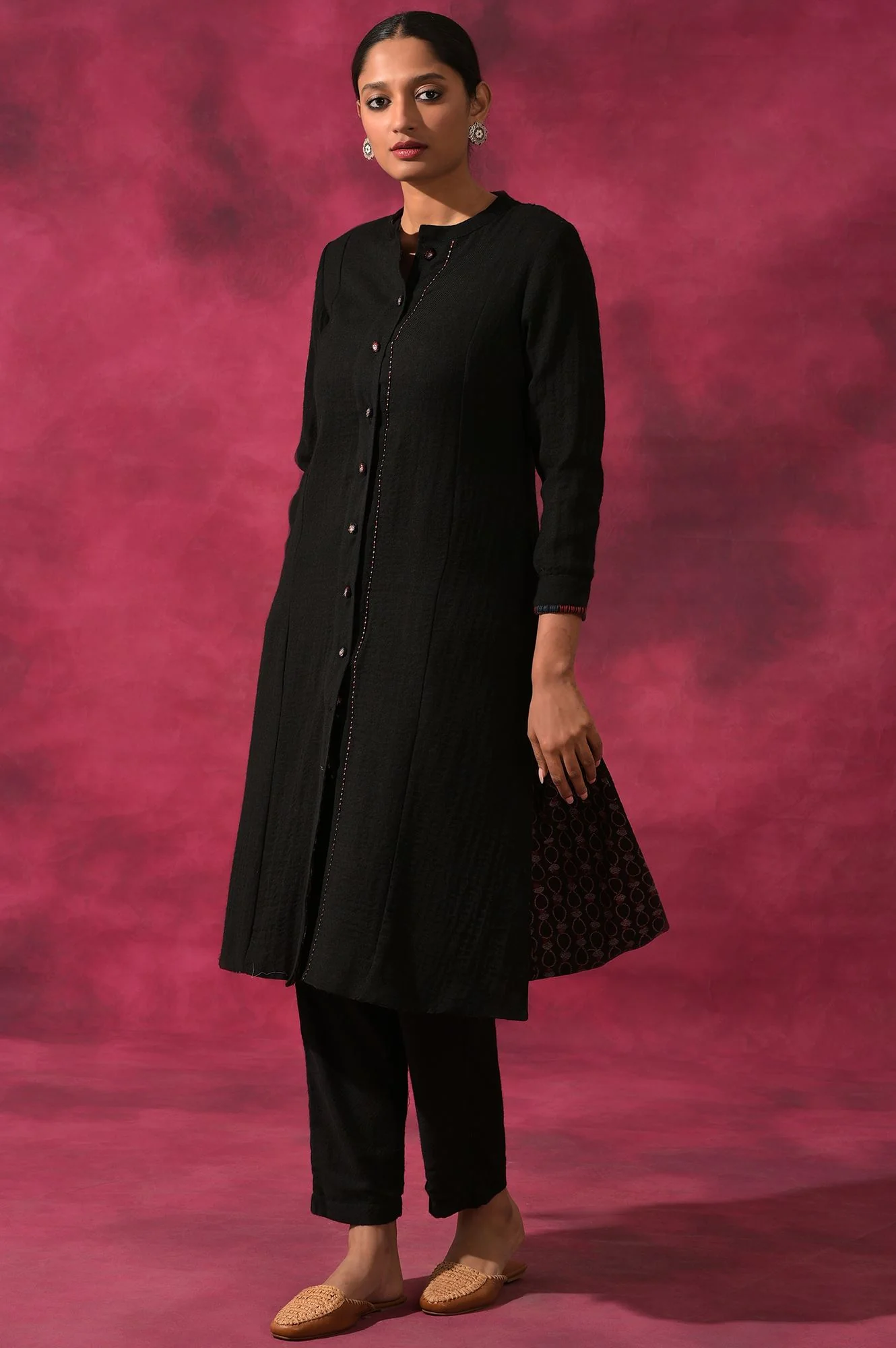 Black Woollen Reversible Jacket - Image 3