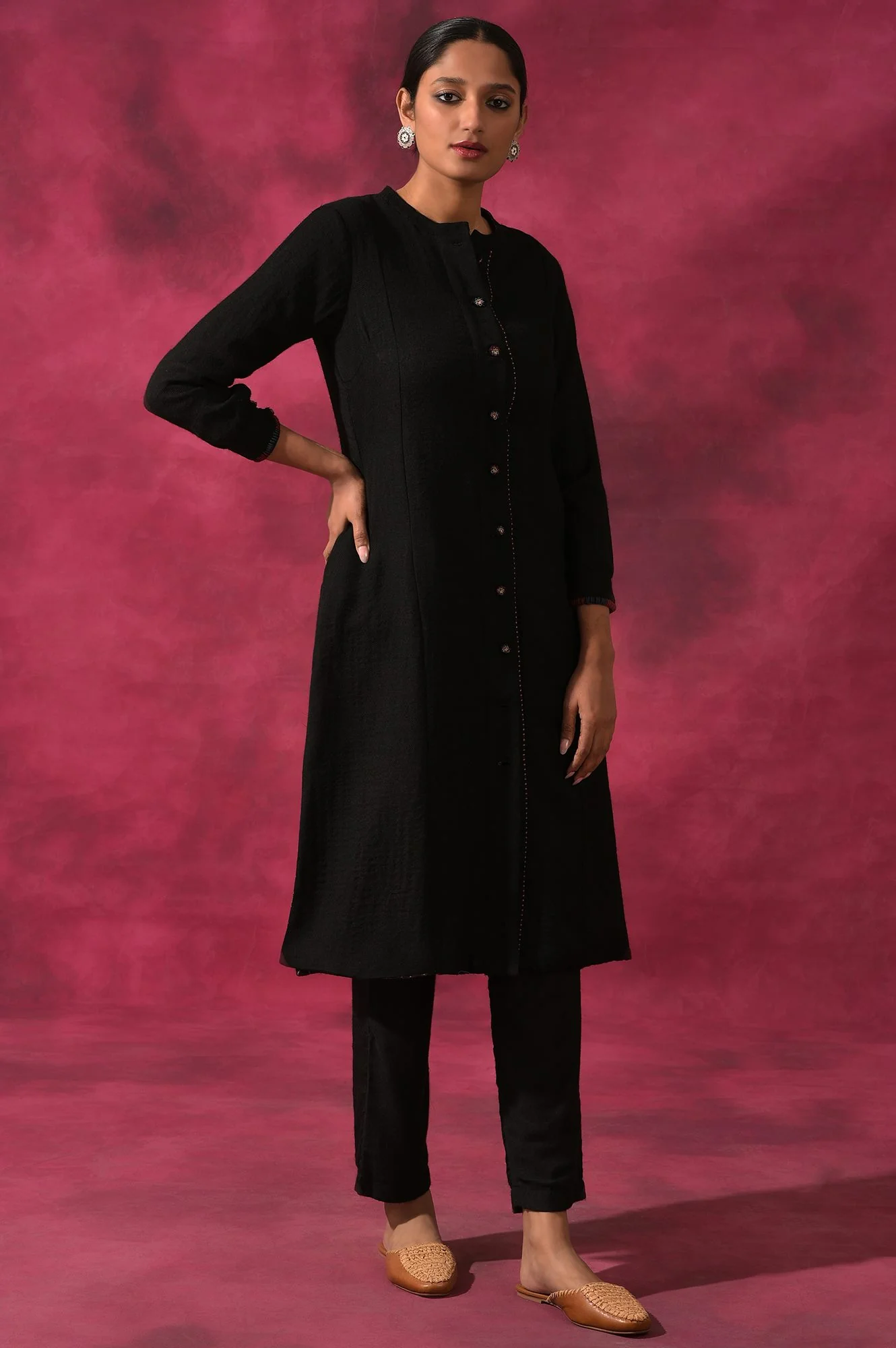 Black Woollen Reversible Jacket - Image 4
