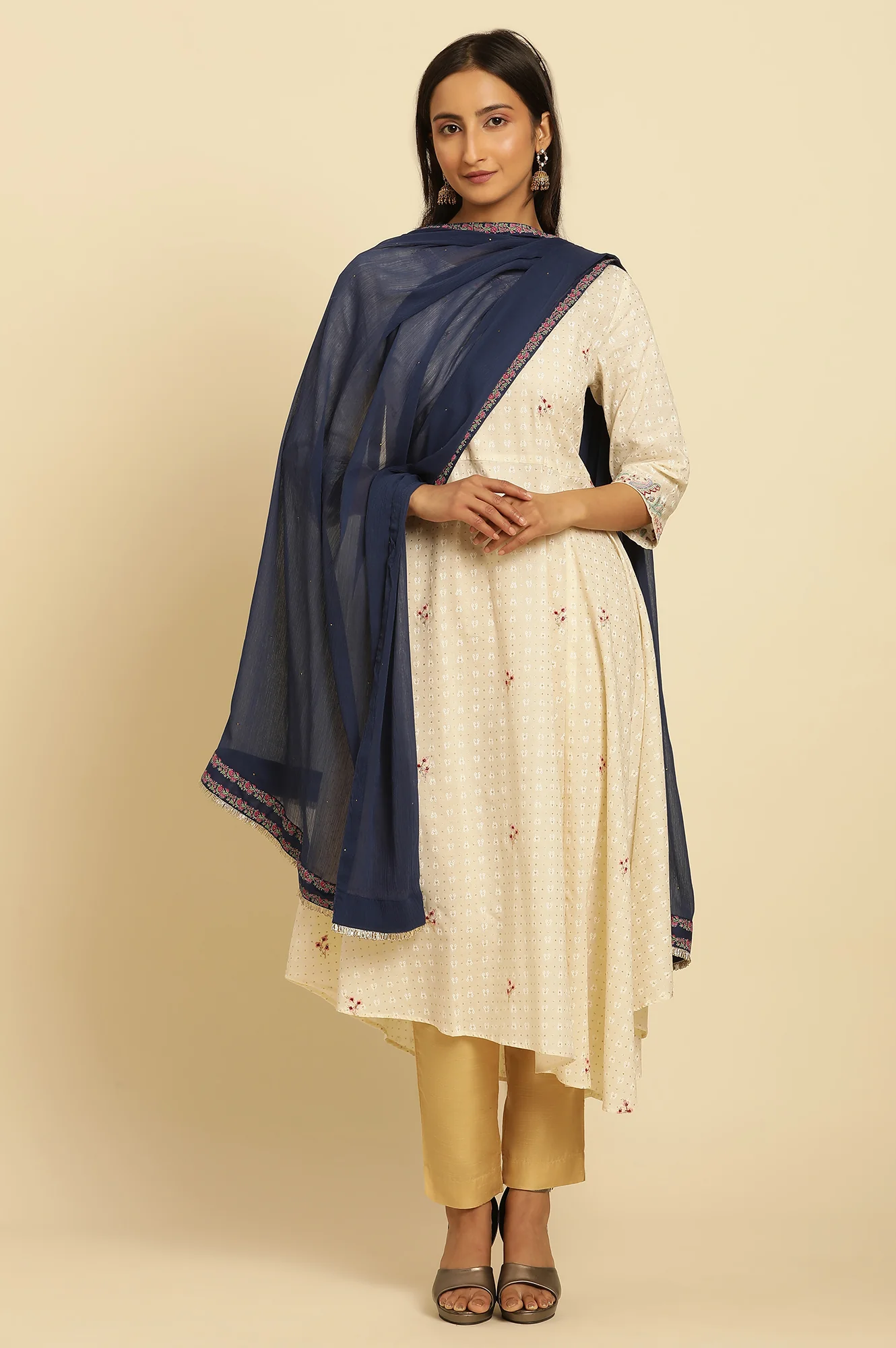Blue Chiffon Dupatta With Printed Border - Image 2