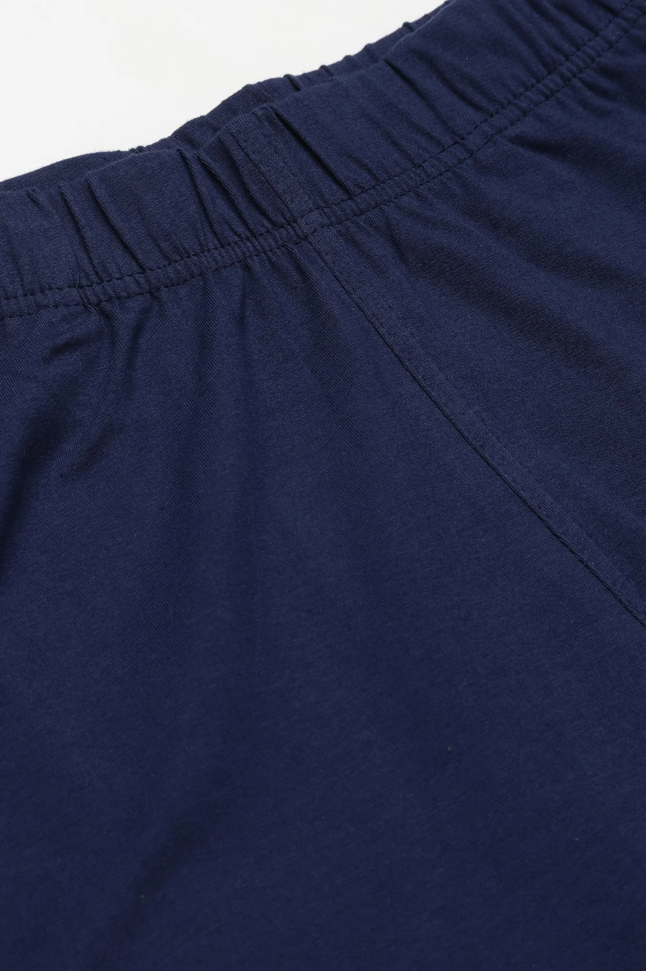 Navy Blue Solid Flared Cotton Pants With Elasticated Waist - Image 6
