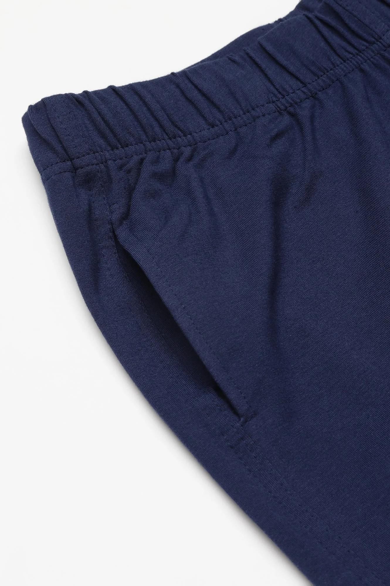Navy Blue Solid Flared Cotton Pants With Elasticated Waist - Image 7