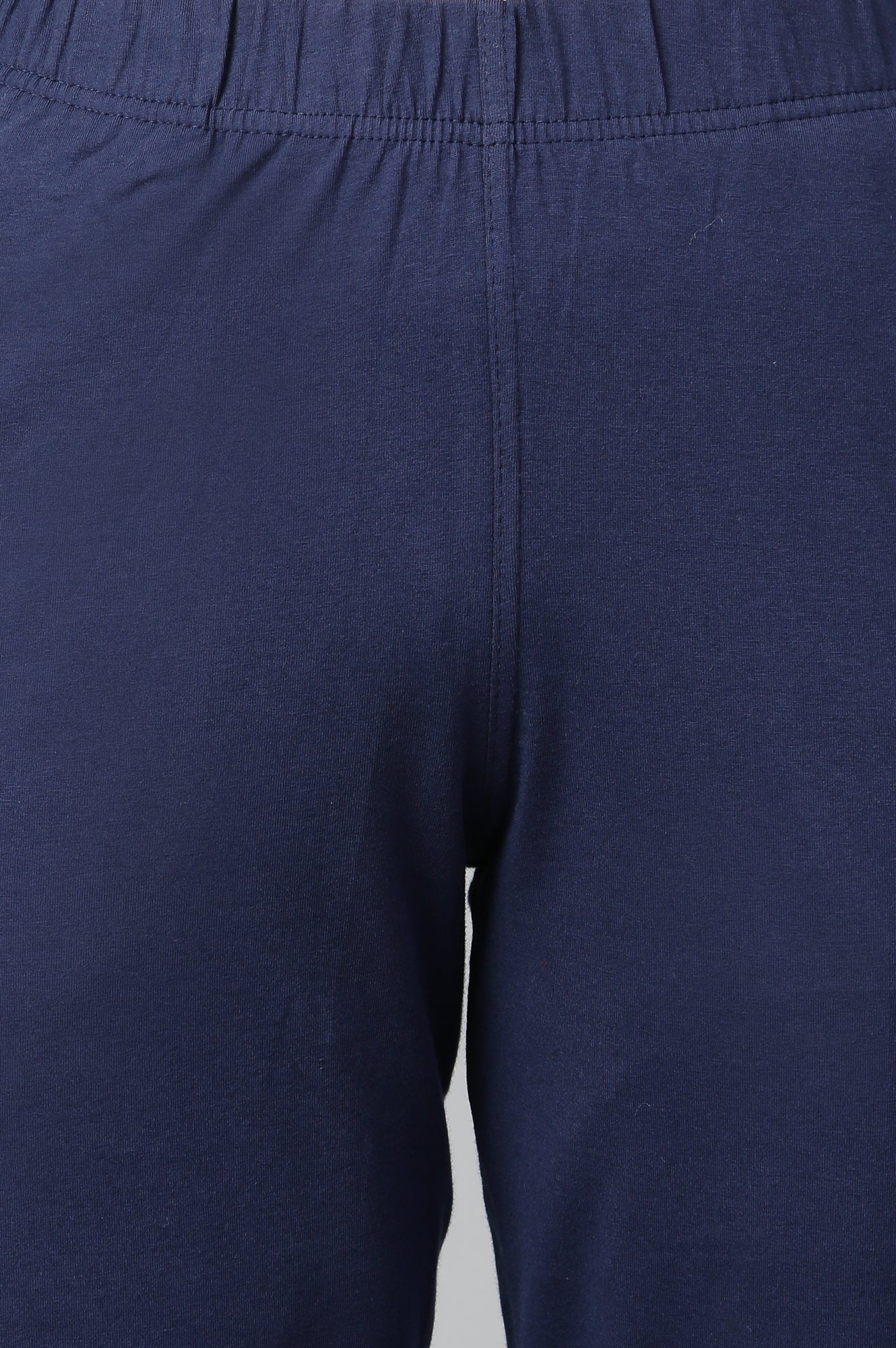 Navy Blue Solid Flared Cotton Pants With Elasticated Waist - Image 9