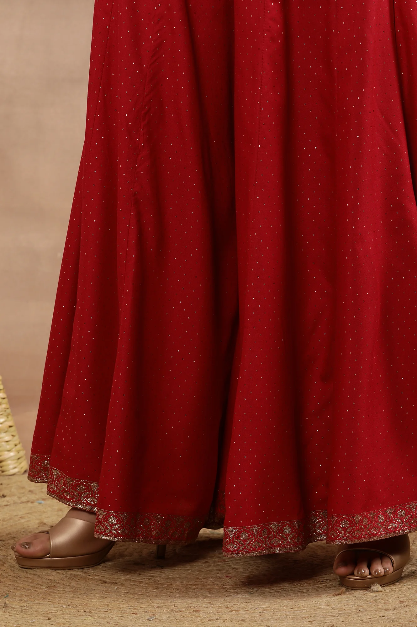Blue Embellished Kurta And Glitter Printed Culottes - Image 9