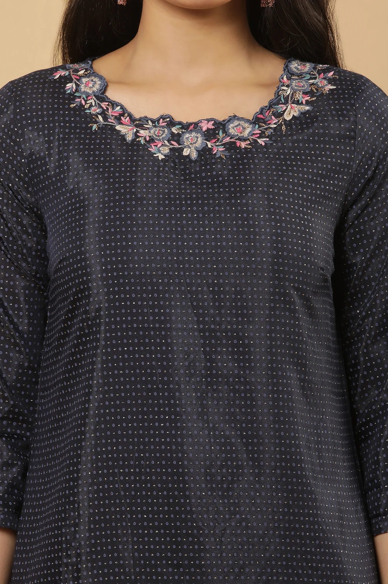 Blue Embroidered Kurta And Sharara Set - Image 6