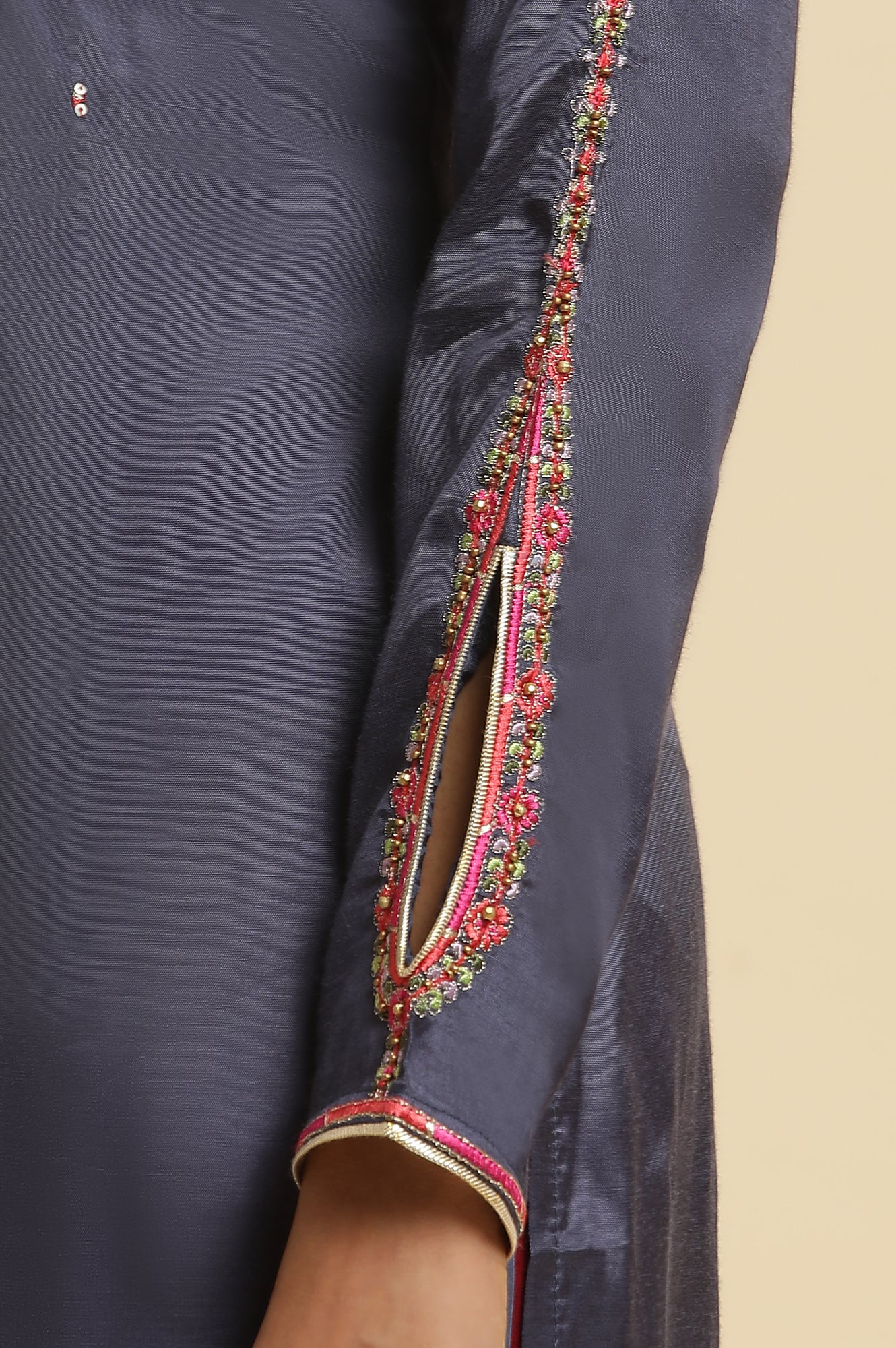 Blue Embroidered Kurta, Straight Pants & Dupatta Set - Image 7