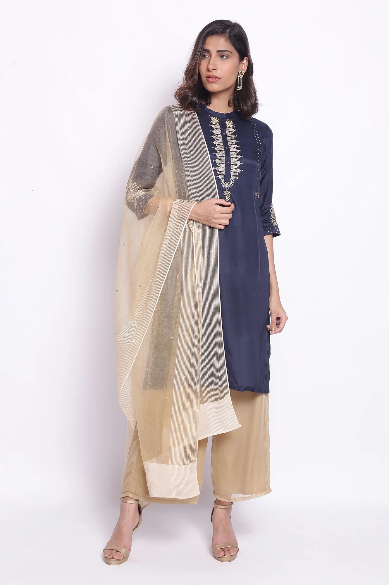Blue Festive Embroidered kurta - Image 5