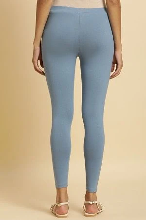 Blue Knitted Solid Tights - Image 3