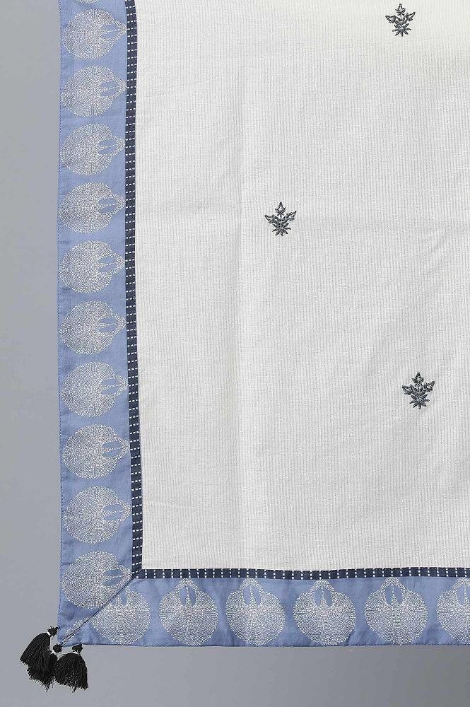 Blue kurta-Printed Sharara-Drape Set - Image 7