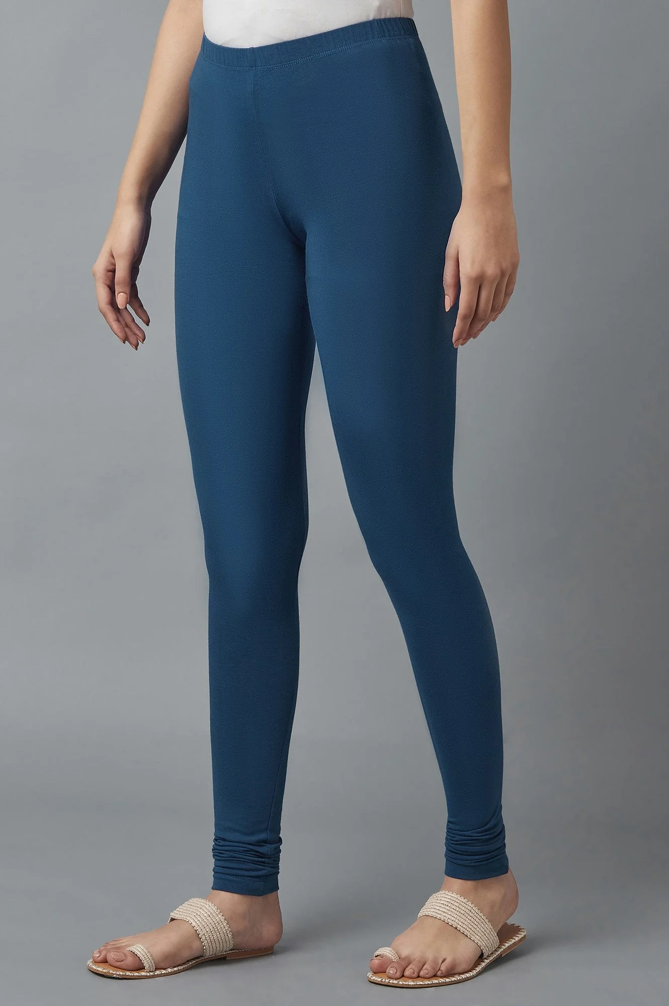 Navy Blue Skin Fit Churidar - Image 3