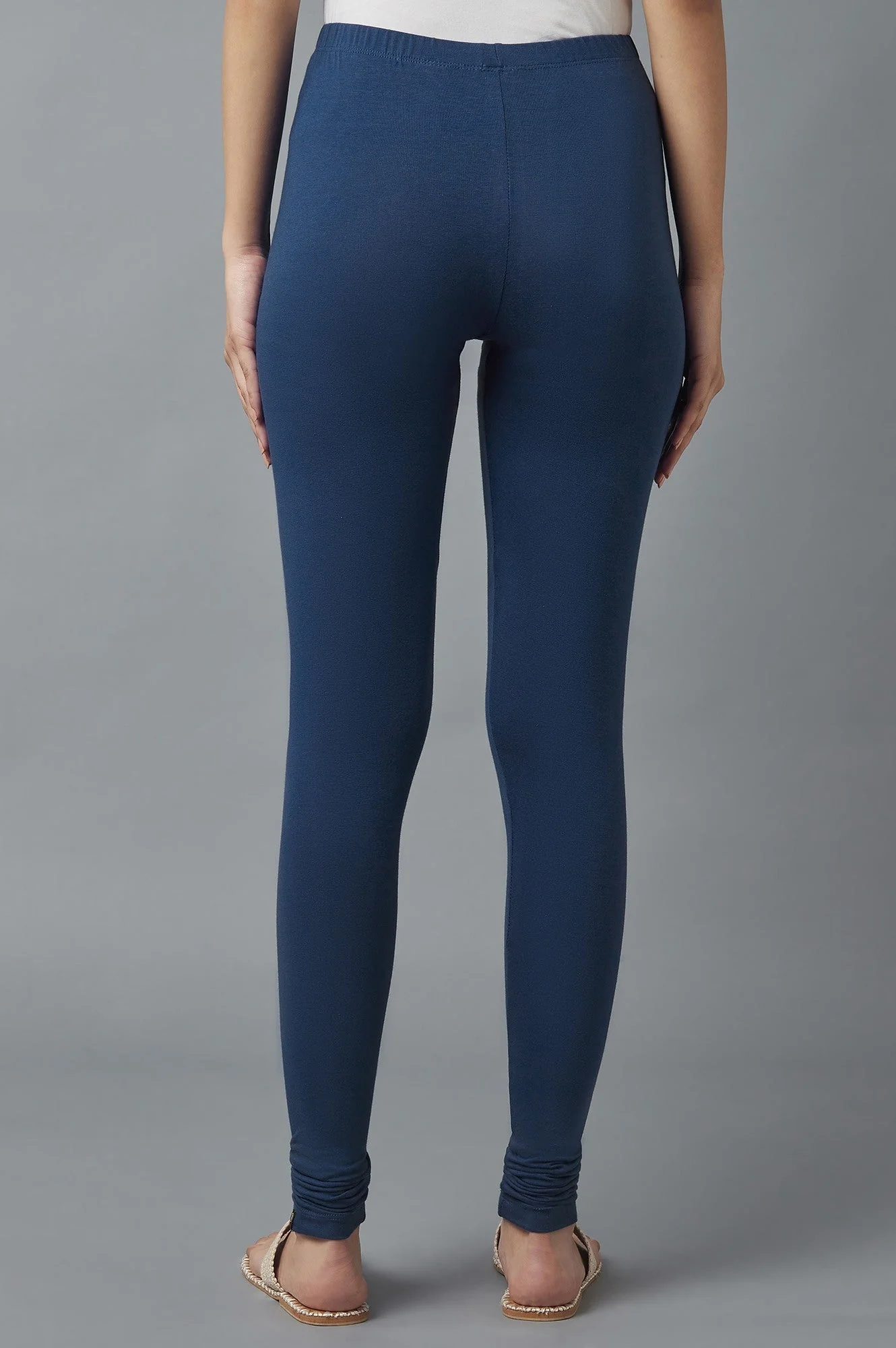Navy Blue Skin Fit Churidar - Image 2