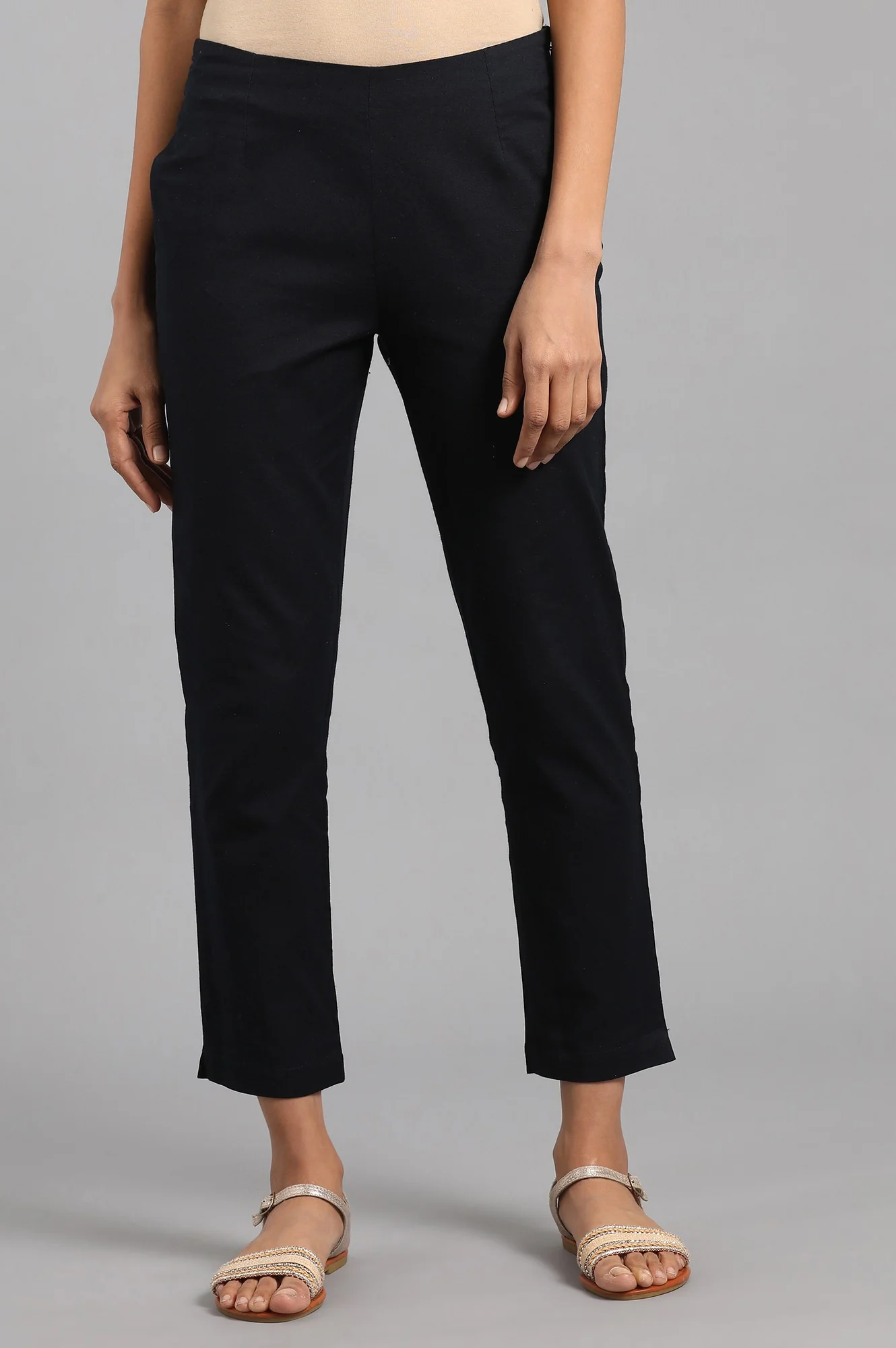 Blue Solid Trousers - Image 3