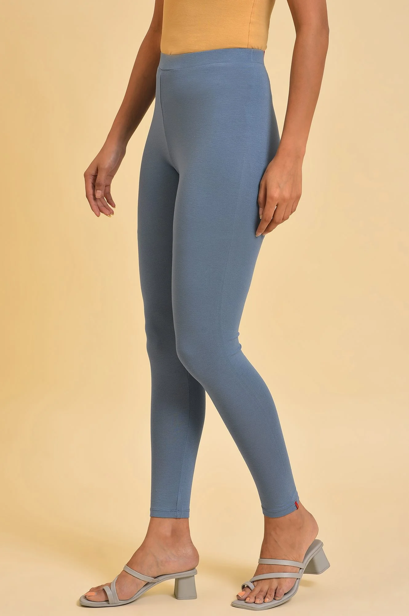Blue Solid Viscose Lycra Tights - Image 3