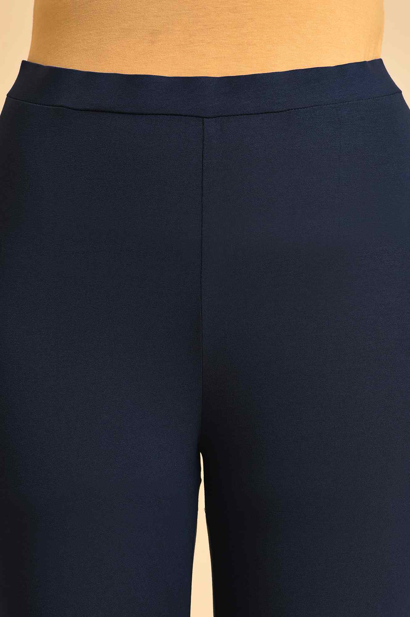 Blue Solid Viscose Lycra Tights - Image 6
