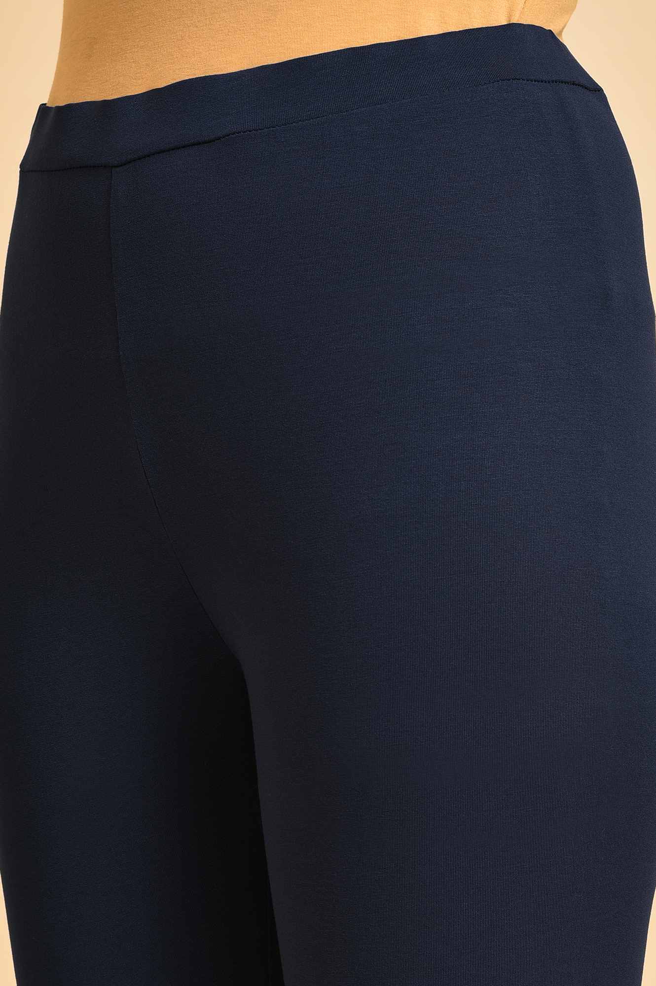 Blue Solid Viscose Lycra Tights - Image 7