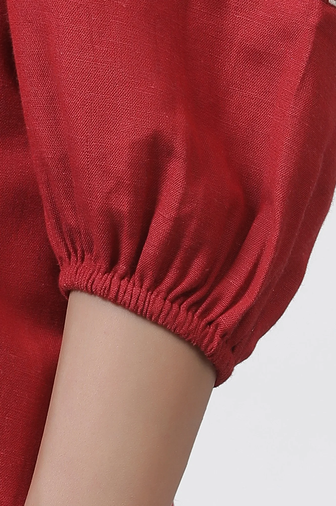 Brick Red Thread Embroidered Top - Image 7