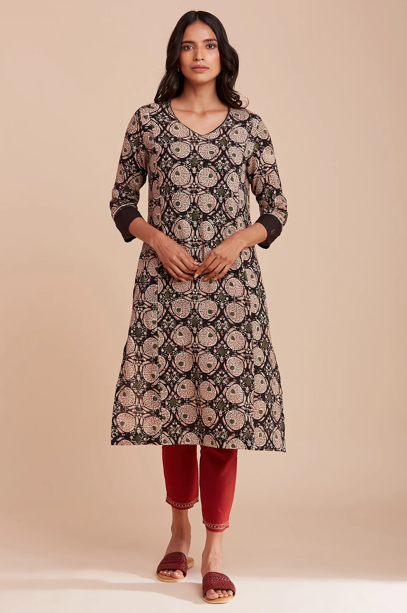 Brown Hand Block Print kurta