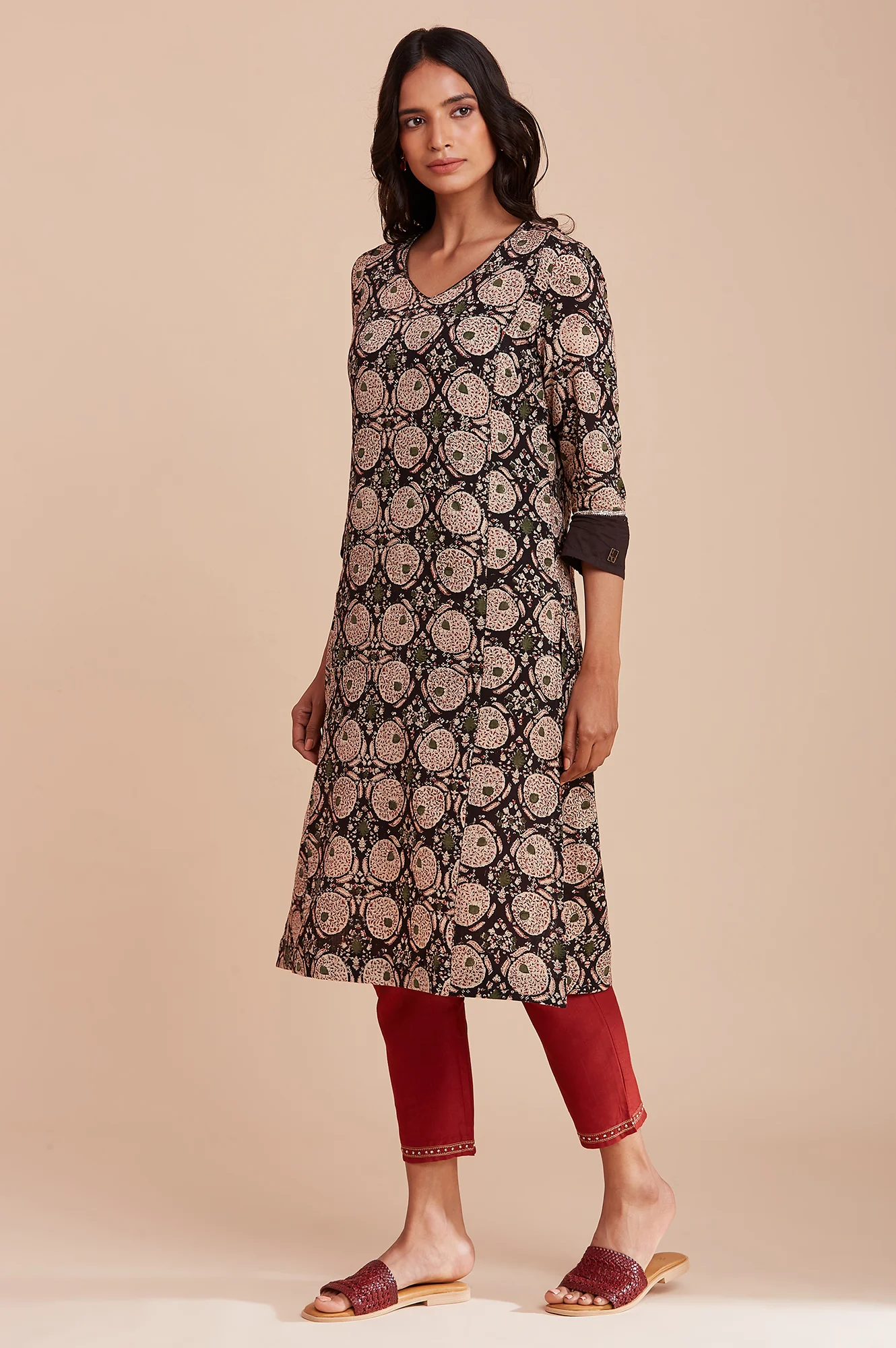 Brown Hand Block Print kurta - Image 3