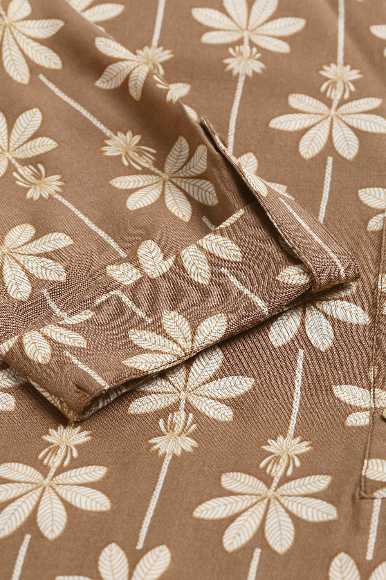 Brown Printed Button Down Kurta - Image 7