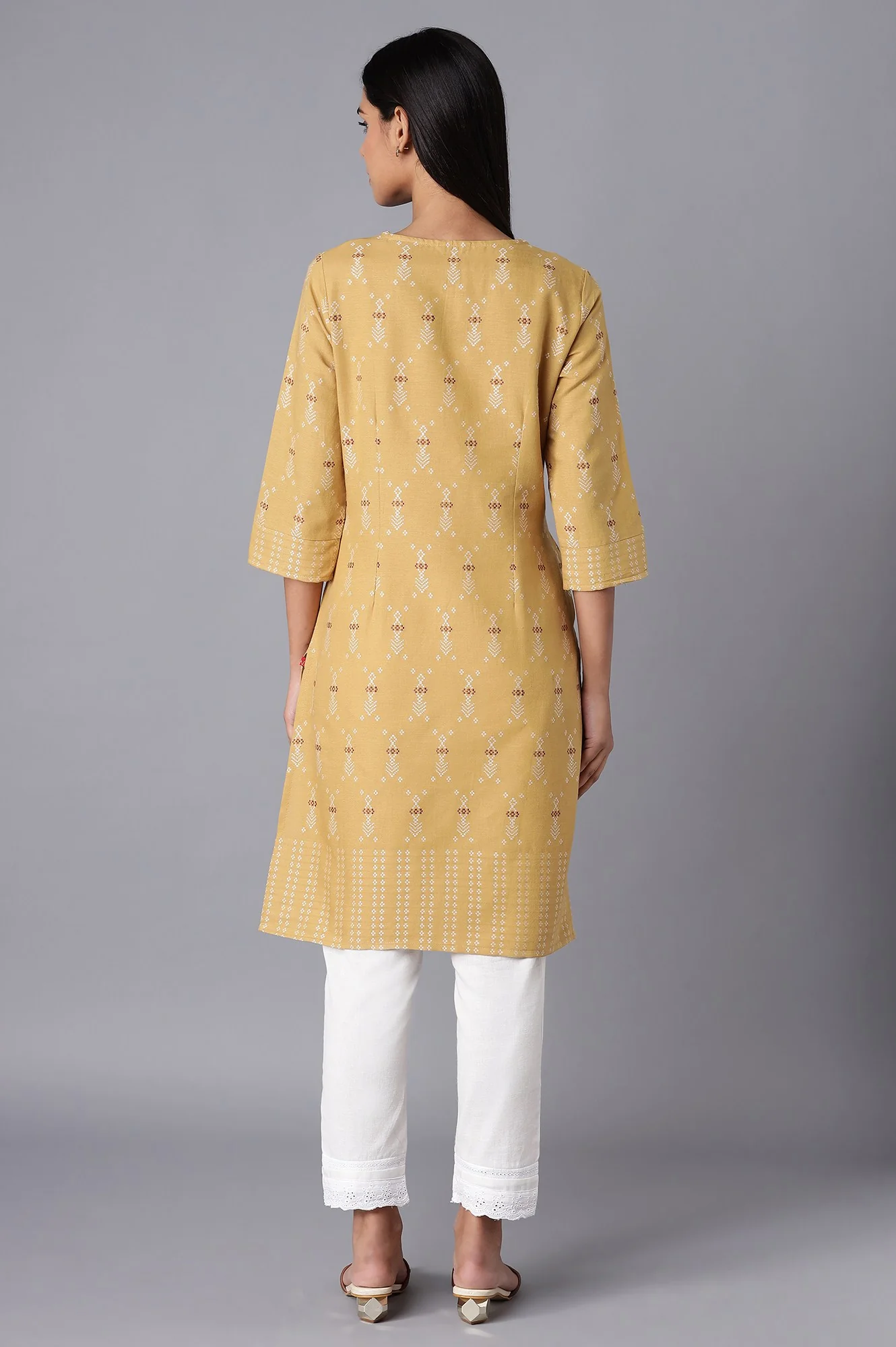 Brown Straight Dobby kurta - Image 2
