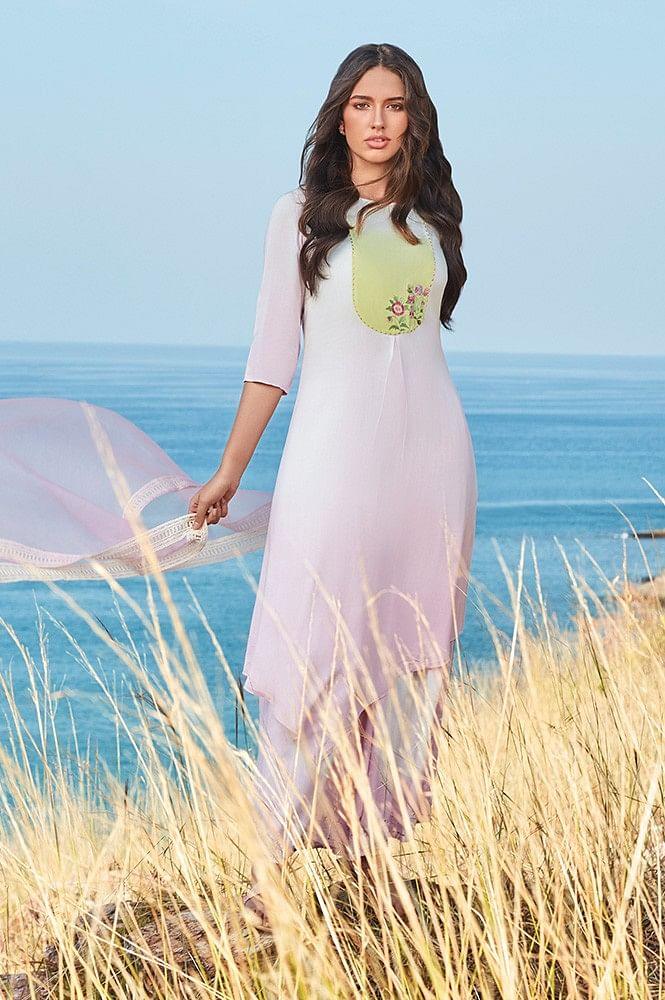 Bubblegum Pink Asymetric kurta - Image 5