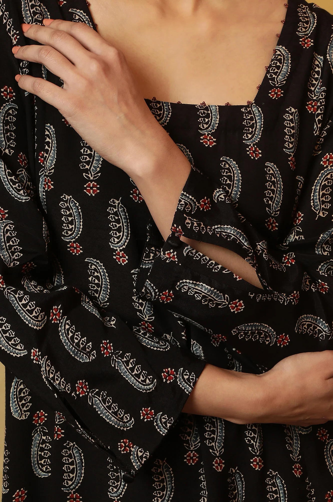 Dark Brown Ajrakh Printed Kalidar Kurta - Image 8