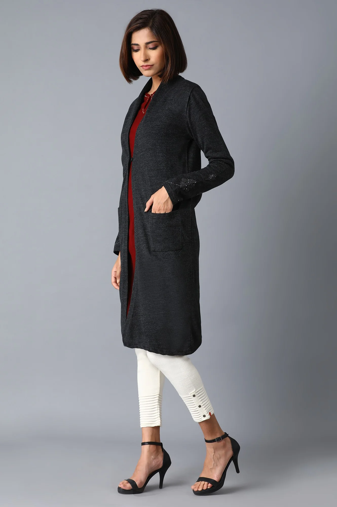 Dark Grey Long Cardigan - Image 3