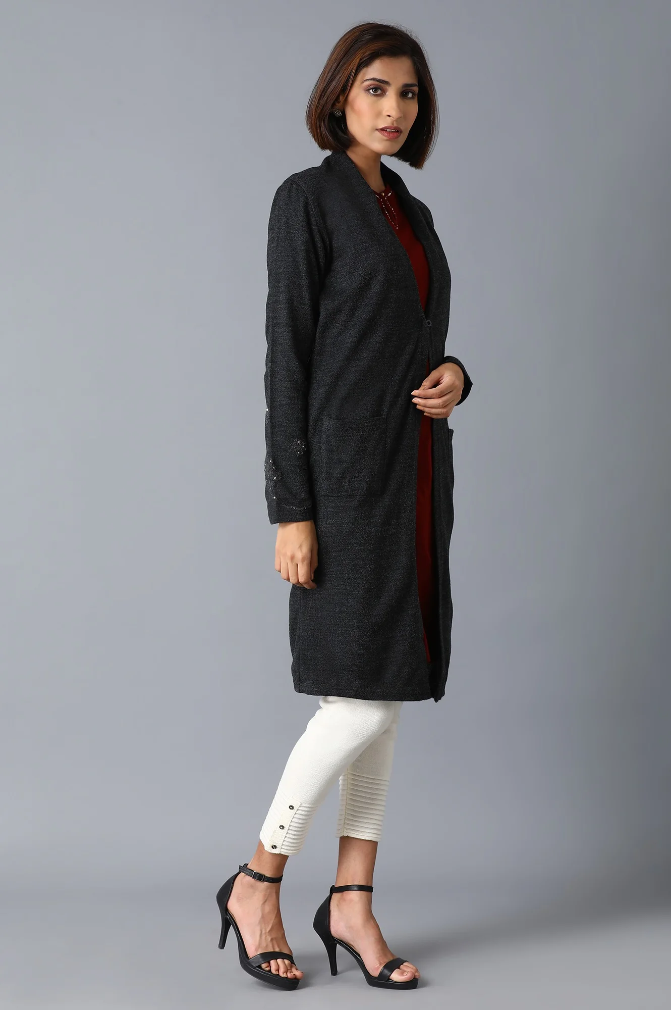 Dark Grey Long Cardigan - Image 4