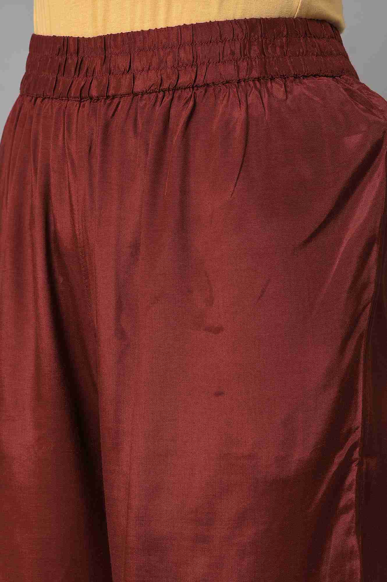 Dark Red Embroidered Kurta, Pants And Organza Dupatta - Image 7