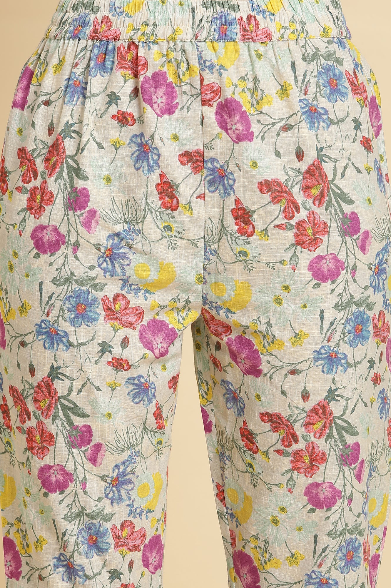Ecru Floral Printed Kurta, Pants & Dupatta Set - Image 8