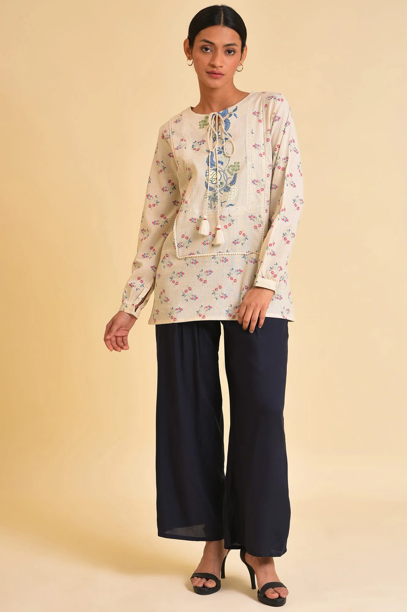 Ecru Floral Printed Summer Top - Image 6
